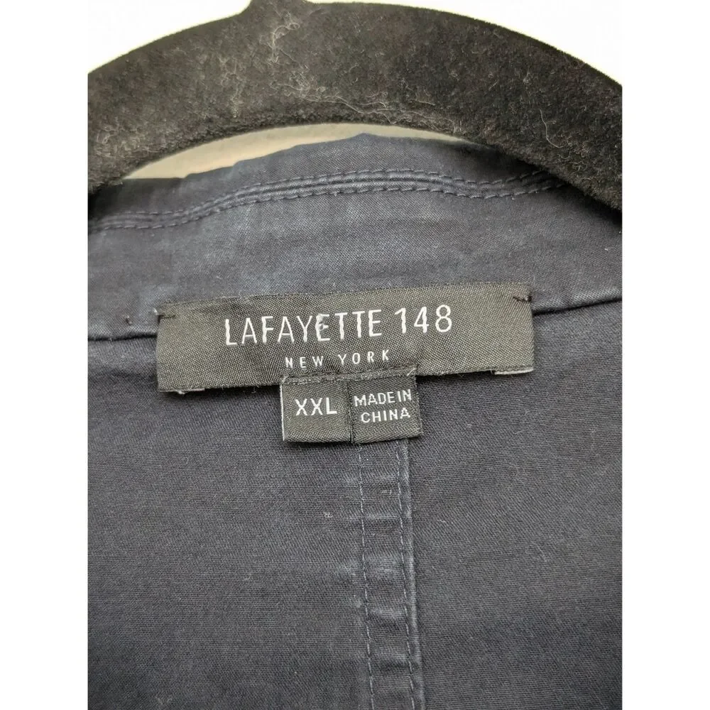 Lafayette 148 Navy Snap Button Collared Lightweight Jacket Sz XXL Zip Pocket - Picture 5 of 16